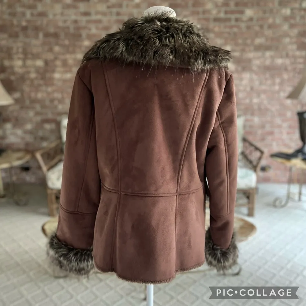 Terry Lewis Jacket Faux Suede Faux Fur Brown M Size M - Image 7