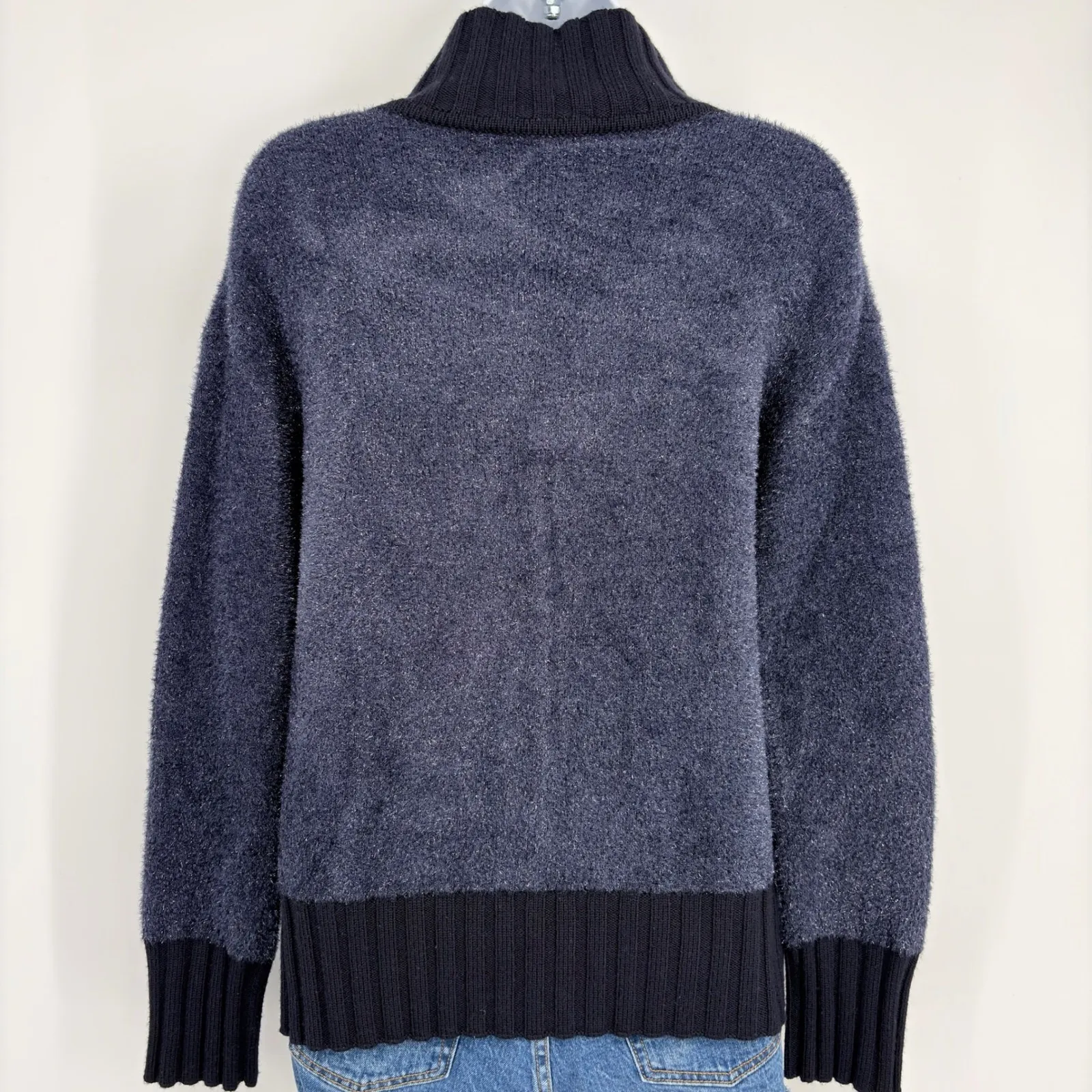 Tory Burch Lurex Metallic Sweater XXS Merino Wool Blend Oversized Holiday Party - Image 5