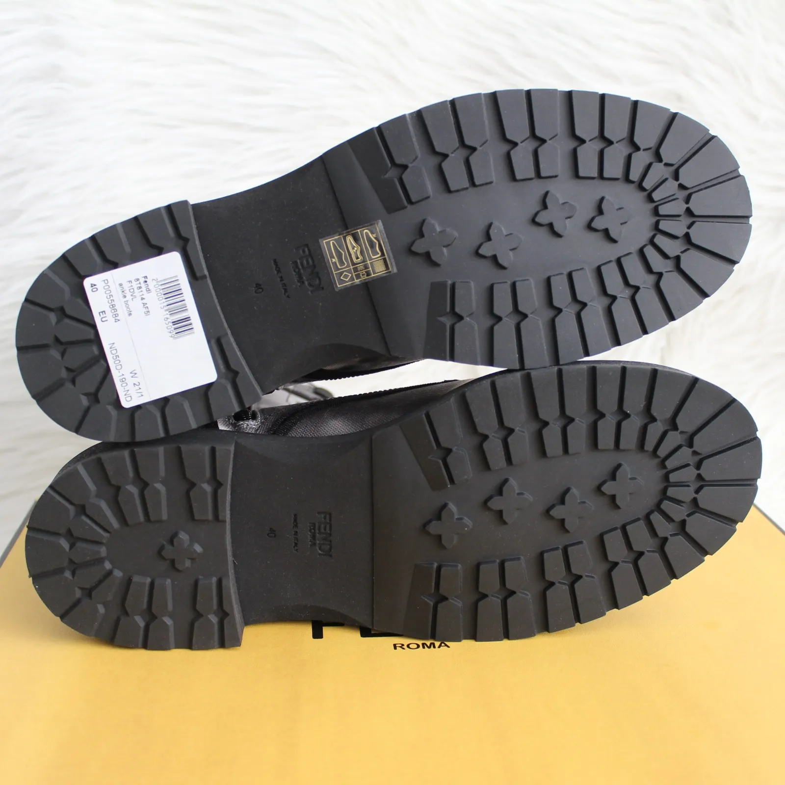 Fendi Tie Dye Grey White Black Outlined Combat Boots - Image 10