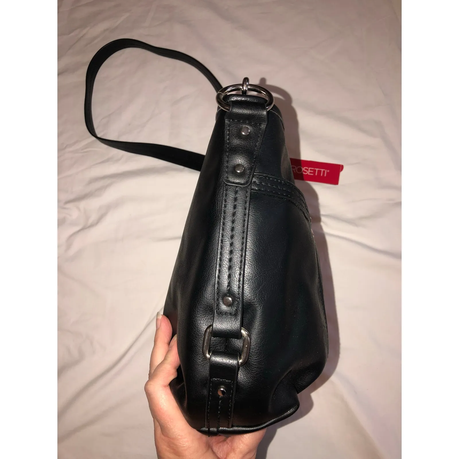 Rossetti Black Crossbody Shoulder Bag Purse Vegan Leather Zip Top NEW TAGS - Image 10