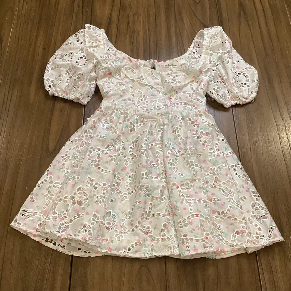 For Love & Lemons Magnolia Mini eyelet Dress Floral Puff Sleeve White XS NWT - Image 4