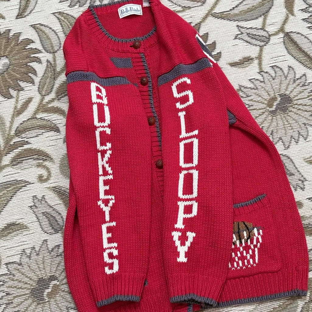 BellePointe Vintage Ohio State Sweater Cardigan Buckeyes Basketball S Small Red - Image 6