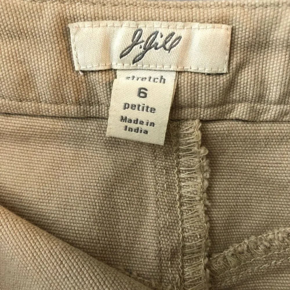 J. Jill Womens Floral Embroidered Khaki Skirt A Line Pockets Size 6P - Image 5