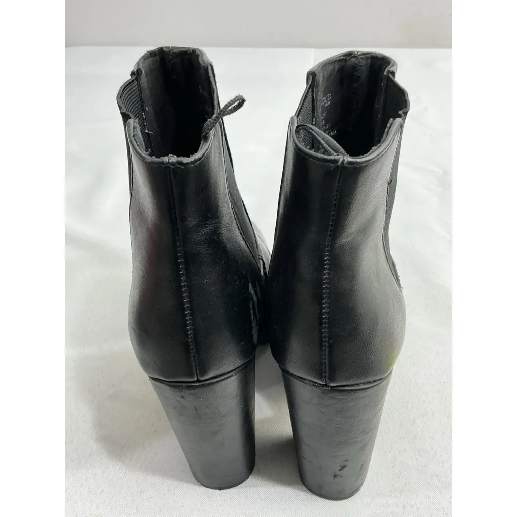 Womans Divided 6.5 Pull On Platform Ankle Boots Black Elastic Ankle Stacked Heel - Image 5