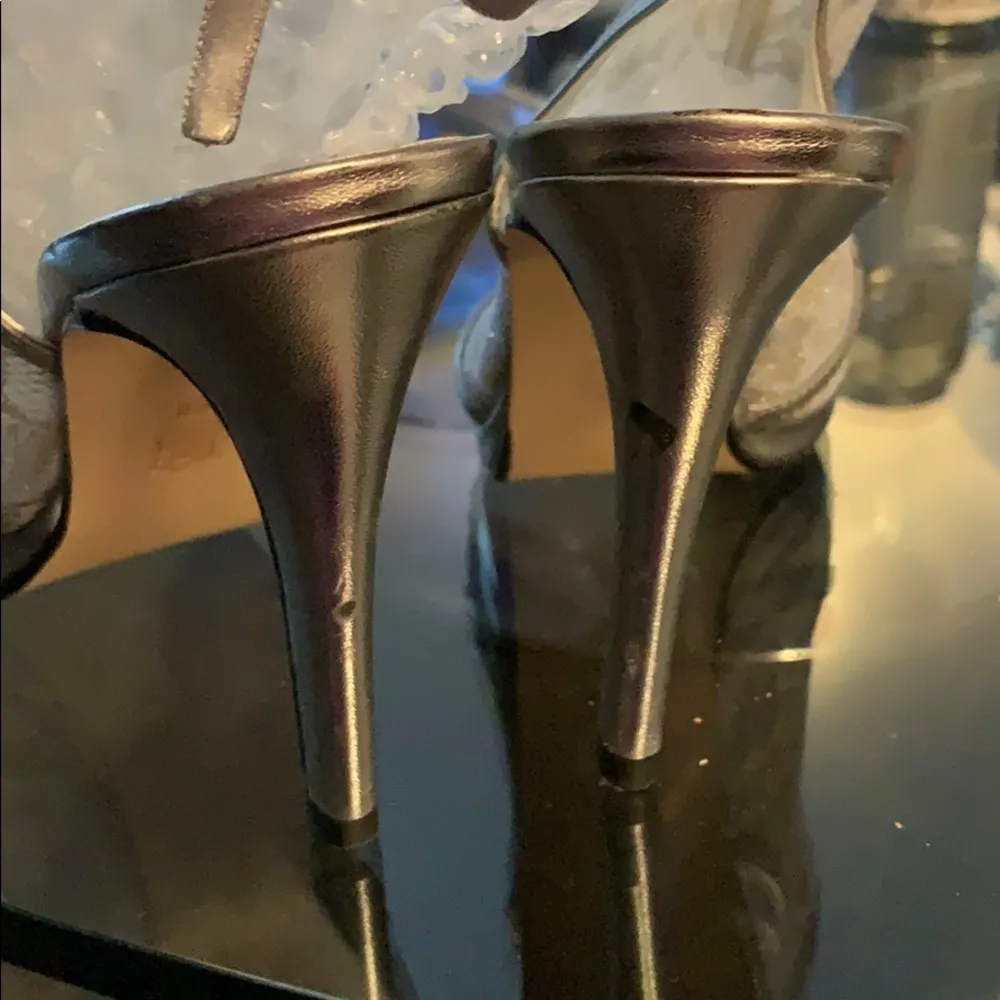 Silver Leather & Mesh Open Toe Sandal - Image 11