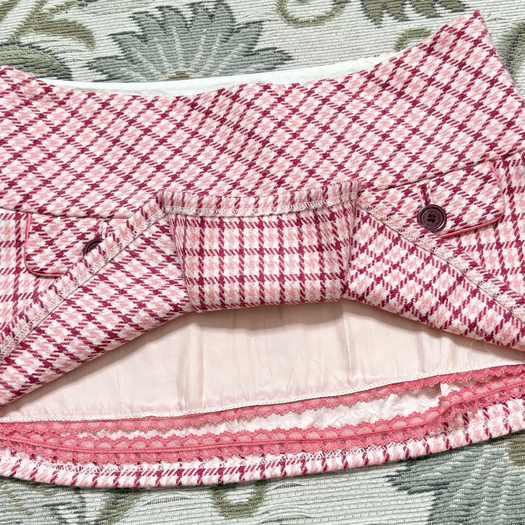 Vintage Abercrombie & Fitch Micro Mini Skirt Low Rise Plaid Wool Paris Hilton 2 - Image 3