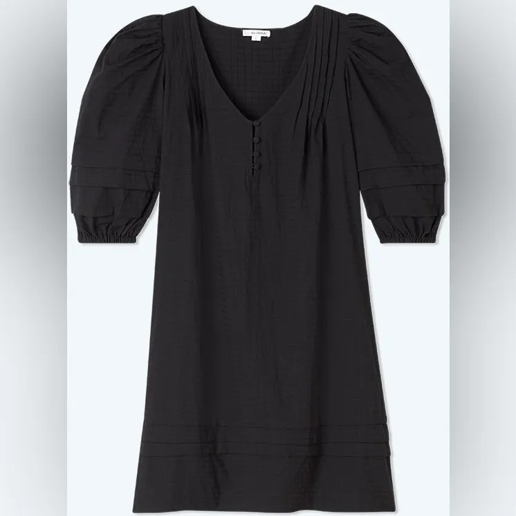 Summersalt Cotton Pintuck Oversized Puff Sleeve Mini Dress Sea Urchin Black Sz S - Image 2