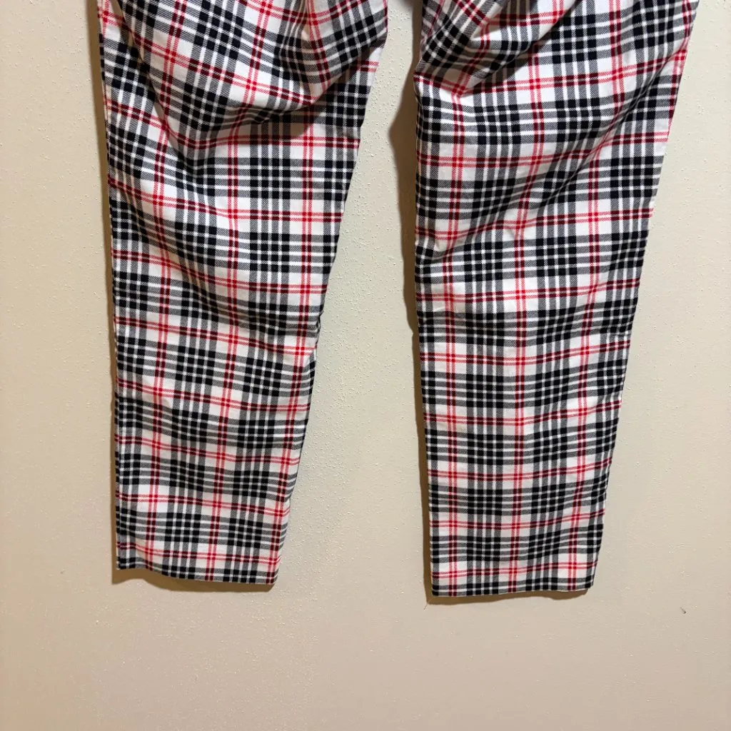 J McLaughlin Yara Pant Winthrop Plaid Cream Black Red White Size 6 - Image 12