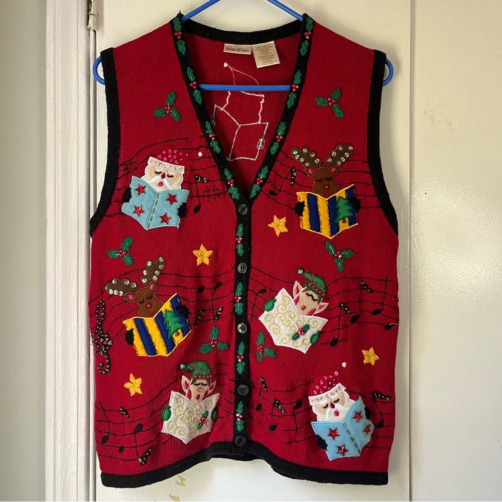 🎄Vintage 90s Bobbie Brooks Red and Green Christmas Sweater Vest - Image 2