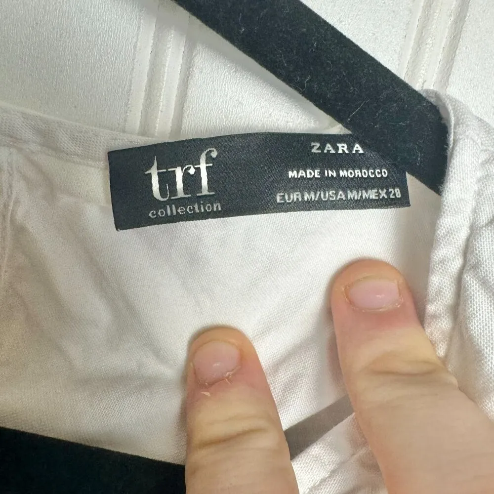 Zara TRF White Babydoll Top Sleeveless, Tie Back - Image 3