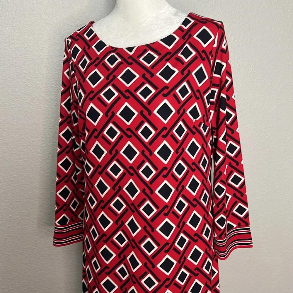 Talbots Boat Neck Geo Print Midi Size Small - Image 2