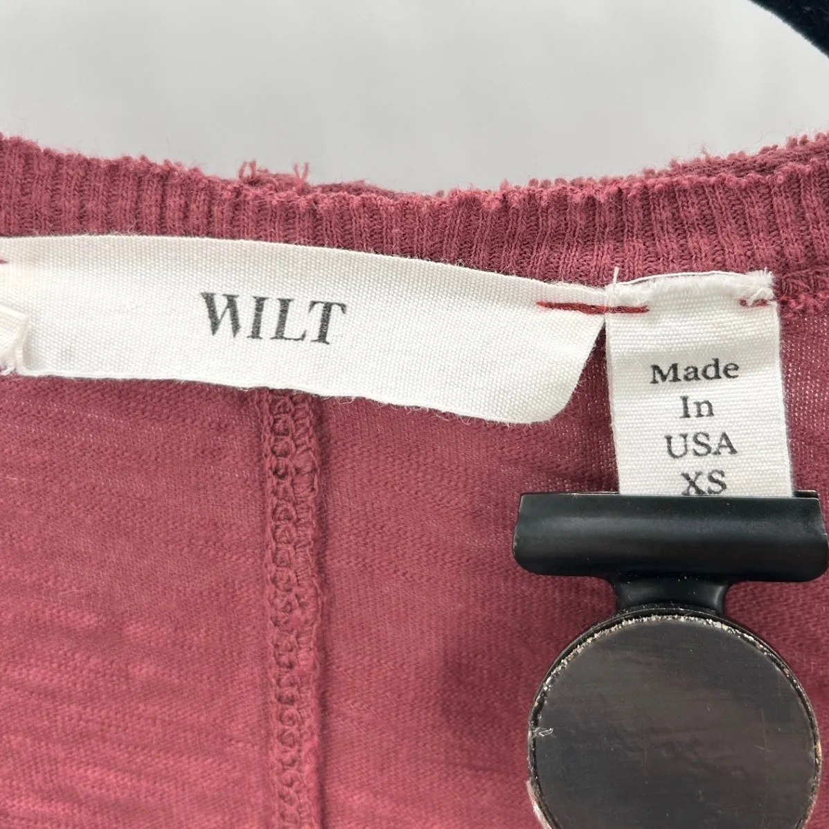 Wilt Womens Burgundy Mauve Long Sleeve V Neck Asymmetric Cotton Shirt Top Sz XS Red - Image 4