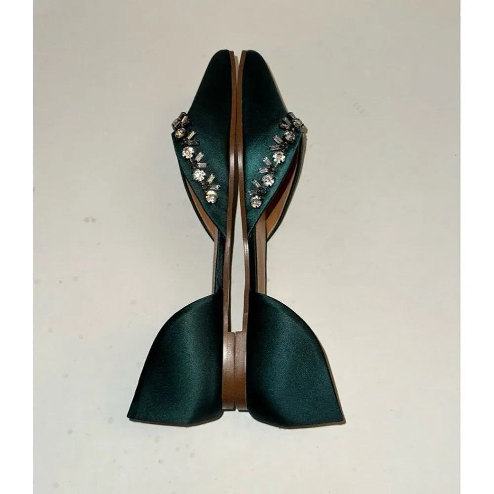 J. Crew Satin Jeweled Zoe D'ORSAY Flats Size 7.0 - Image 6