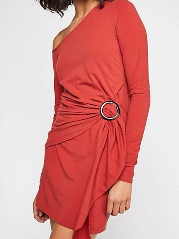 Free People Copper Frankie Mini Dress Long Sleeve Sz M - Image 3