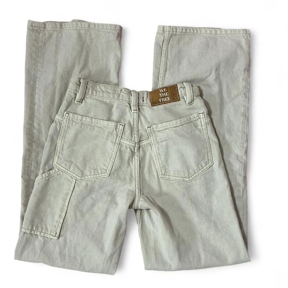 We The Free People Tinsley Baggy Cream‎ Carpenter Jeans Wide Leg Utility Pocket - Image 3