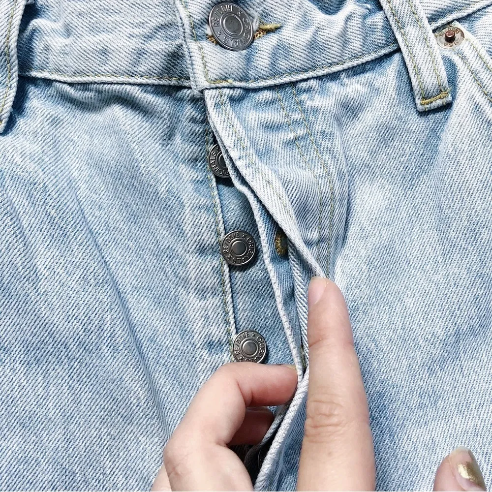 RE/DONE • 90s High Rise Loose jeans Perfect Light Indigo wash button fly baggy - Image 8