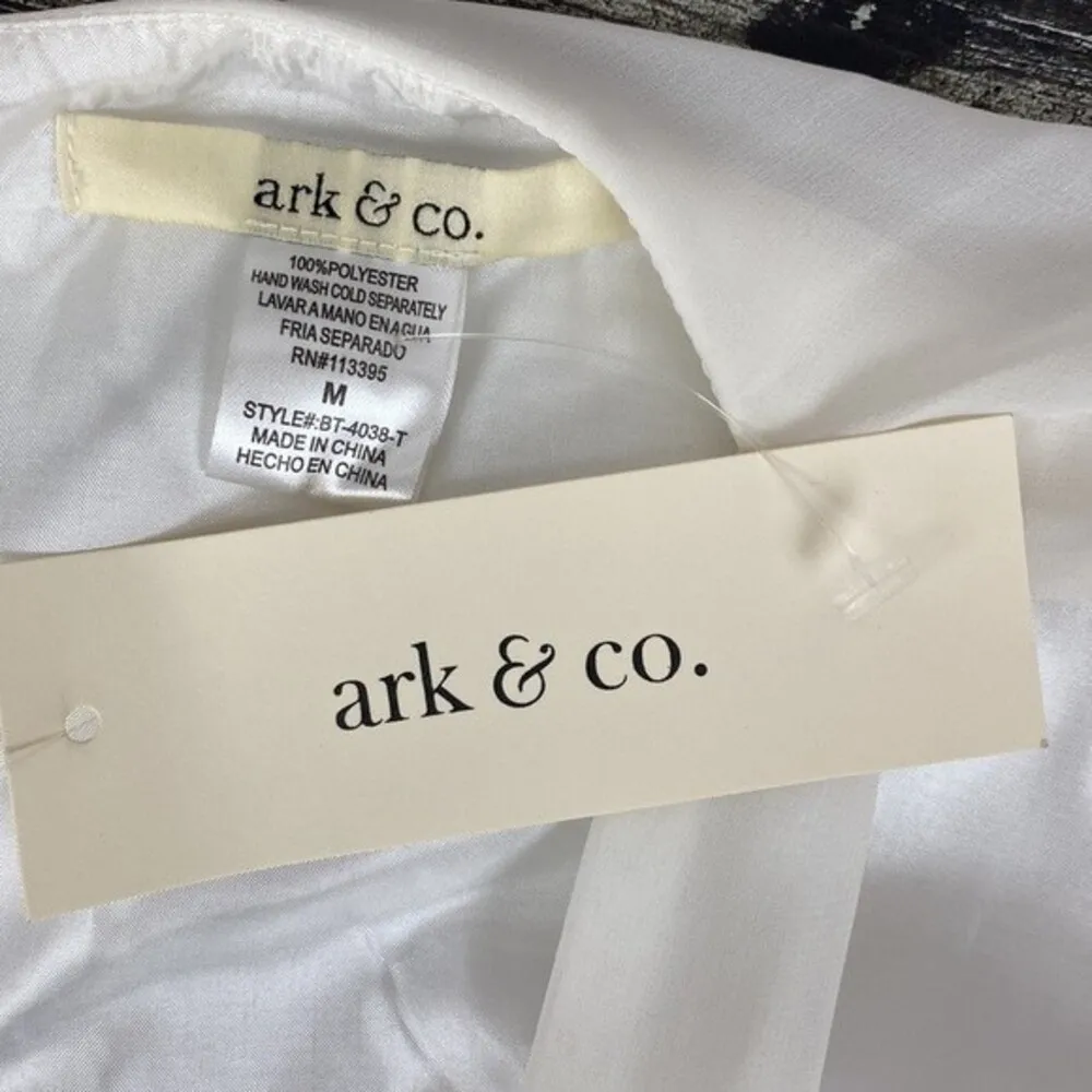 Ark & Co. Ivory & Black Ruffle Sleeveless Blouse Top NEW M - Image 6