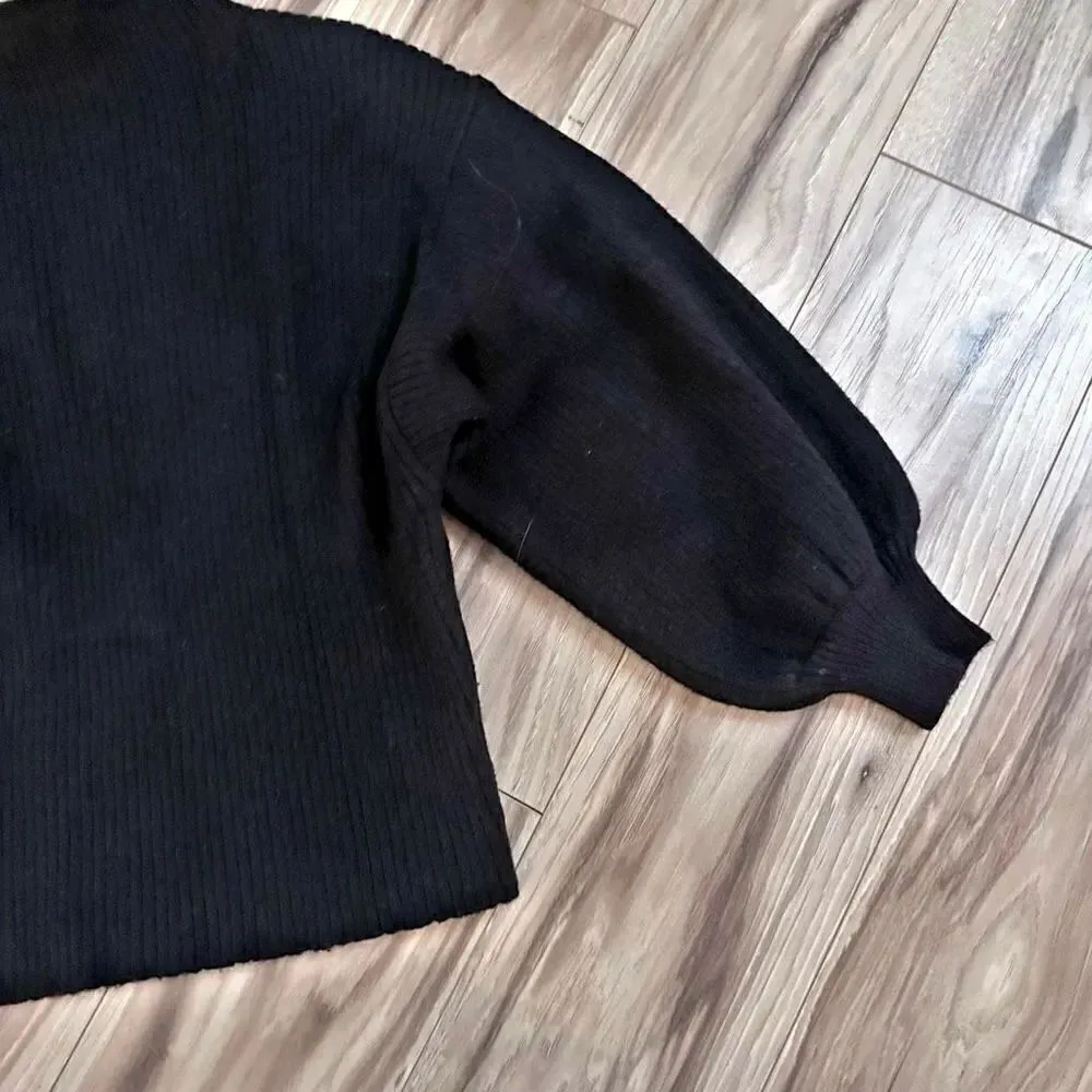 LINE & DOT | Revolve Women Black Mock Neck Balloon Sleeve Pullover Sweater | XS - Image 3