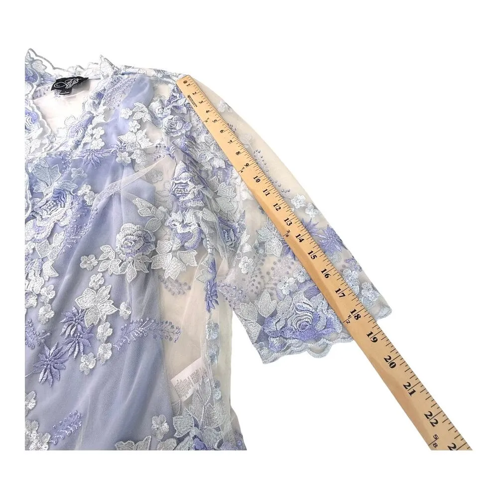 Alex Evenings 3/4 Sleeve Embroidered Twinset CAMI TOP & JACKET Women's LG Blue - Image 10