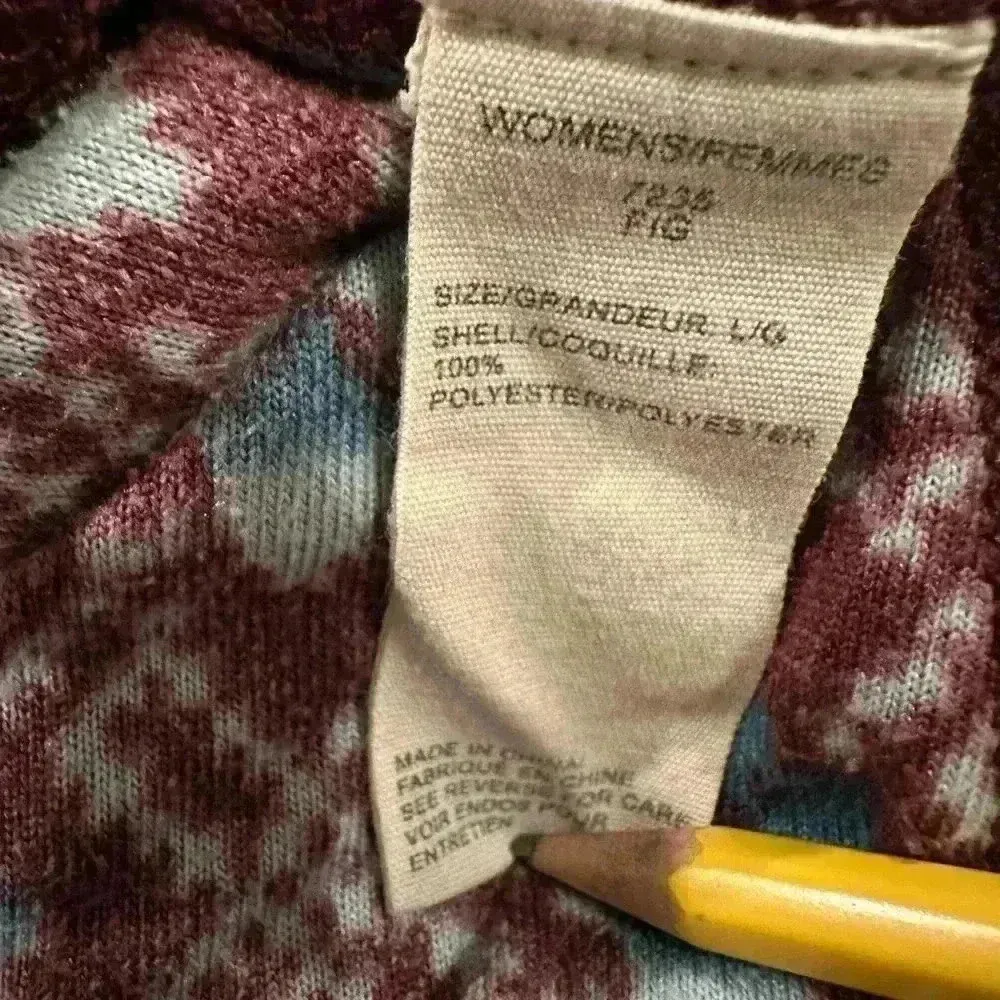 Woolrich Fleece Pullover Womens L Fig Maroon/White/Blue Half Zip Casual Outdoors - Image 5