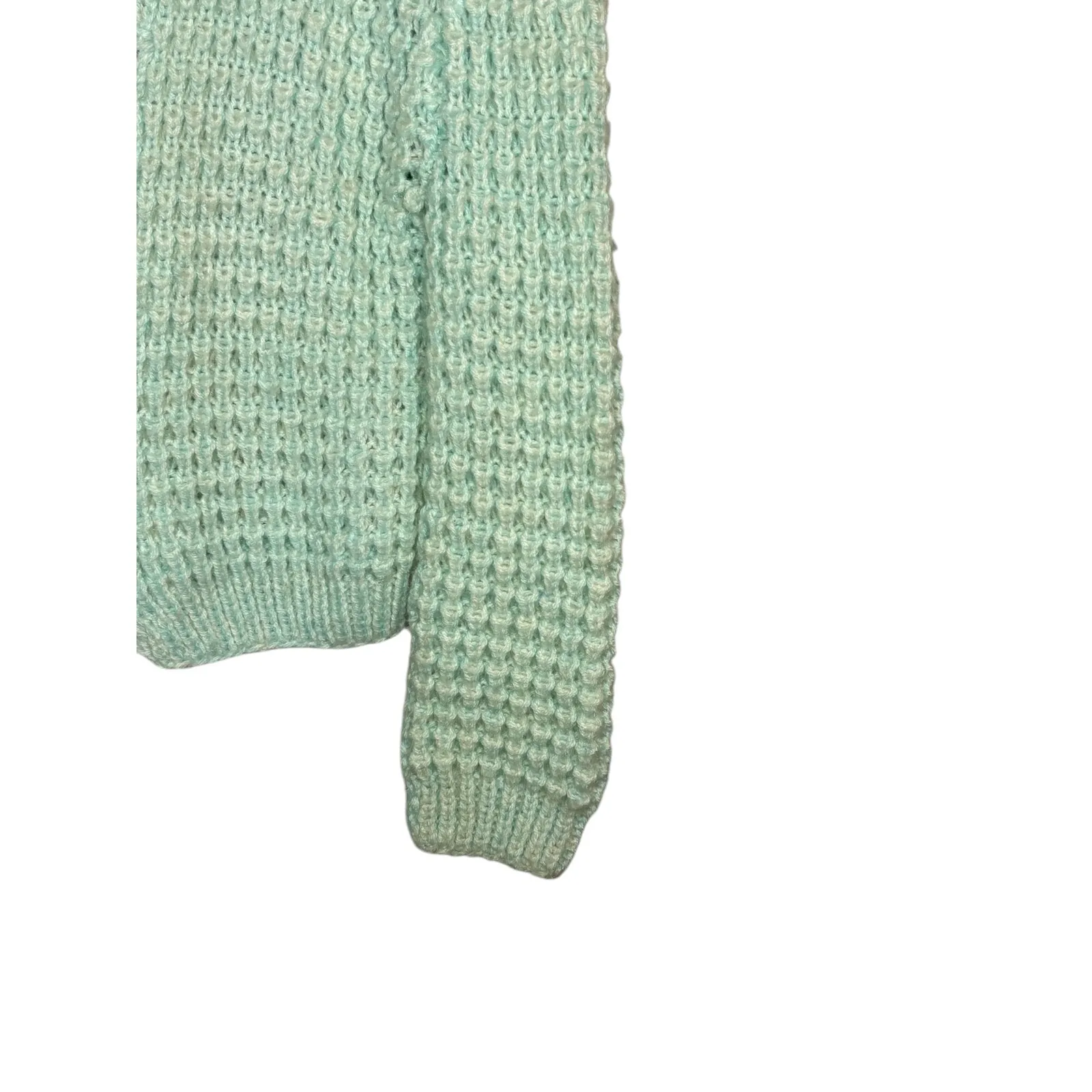 Handmade Mint Green Scalloped Edge Crochet Knit Cropped Cardigan Sweater‎ Small - Image 5