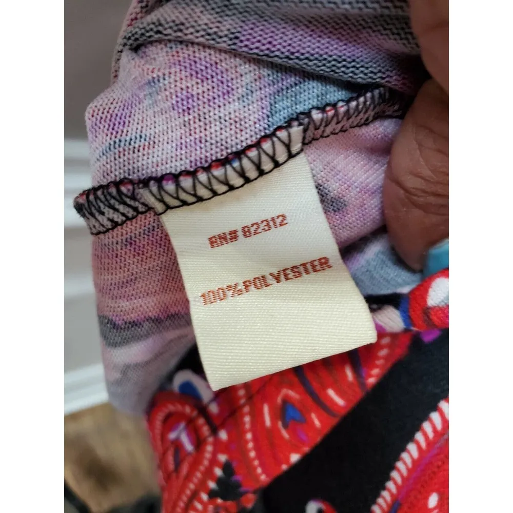 Aryeh Women Black/Red Polyester Round Neck Long Sleeve Knee Length Dress Size L - Image 10