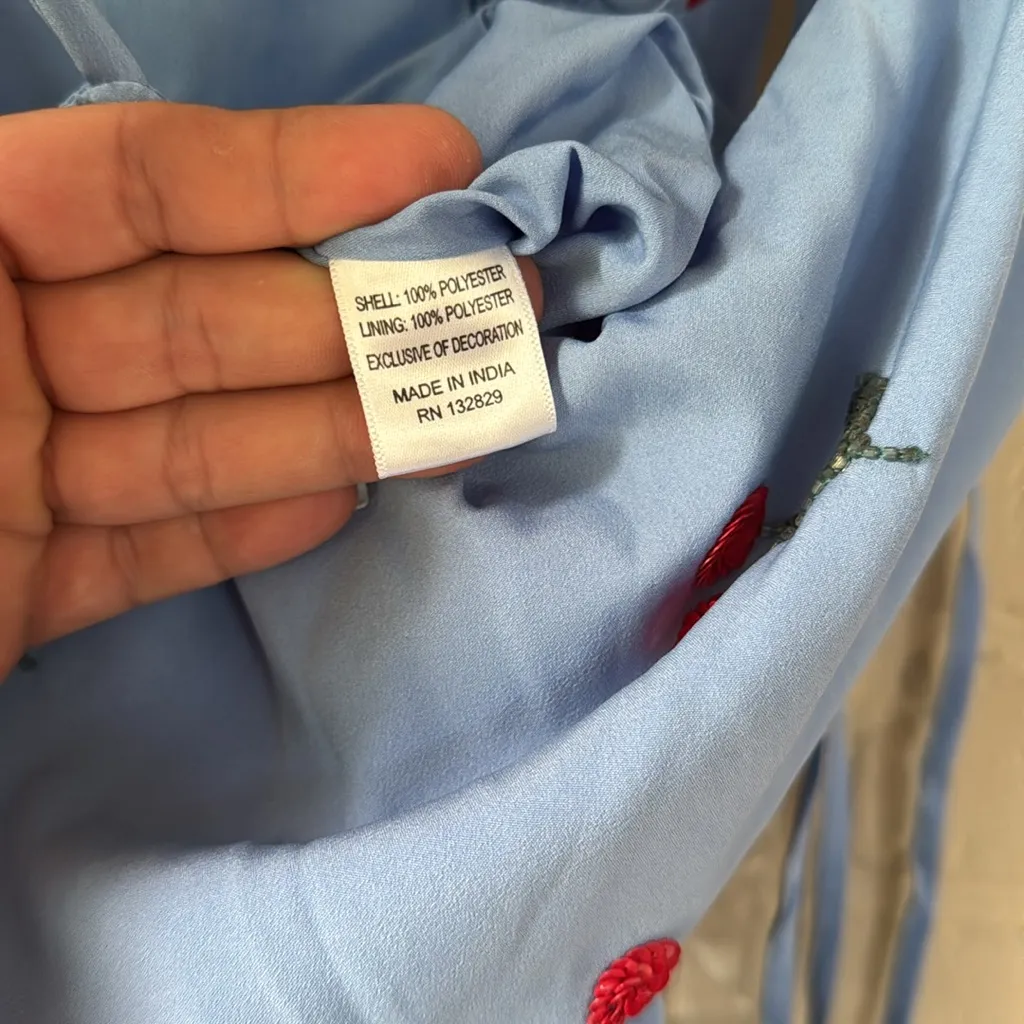 Lovers and Friends Jumpsuit x Small Blue Red Analee Cherries Beaded Side Ties XS - Image 6