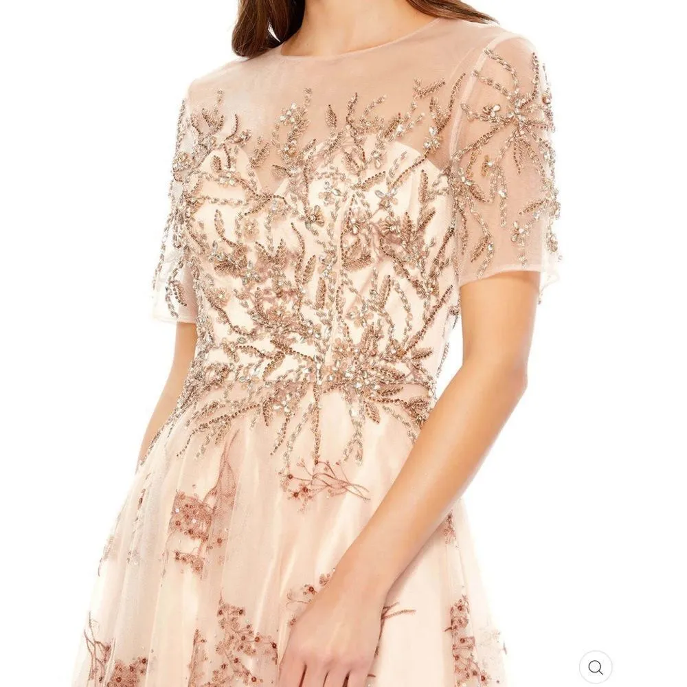 Mac Duggal 79317 Illusion Cap Sleeve A Line Gown Dress  10 - Image 3