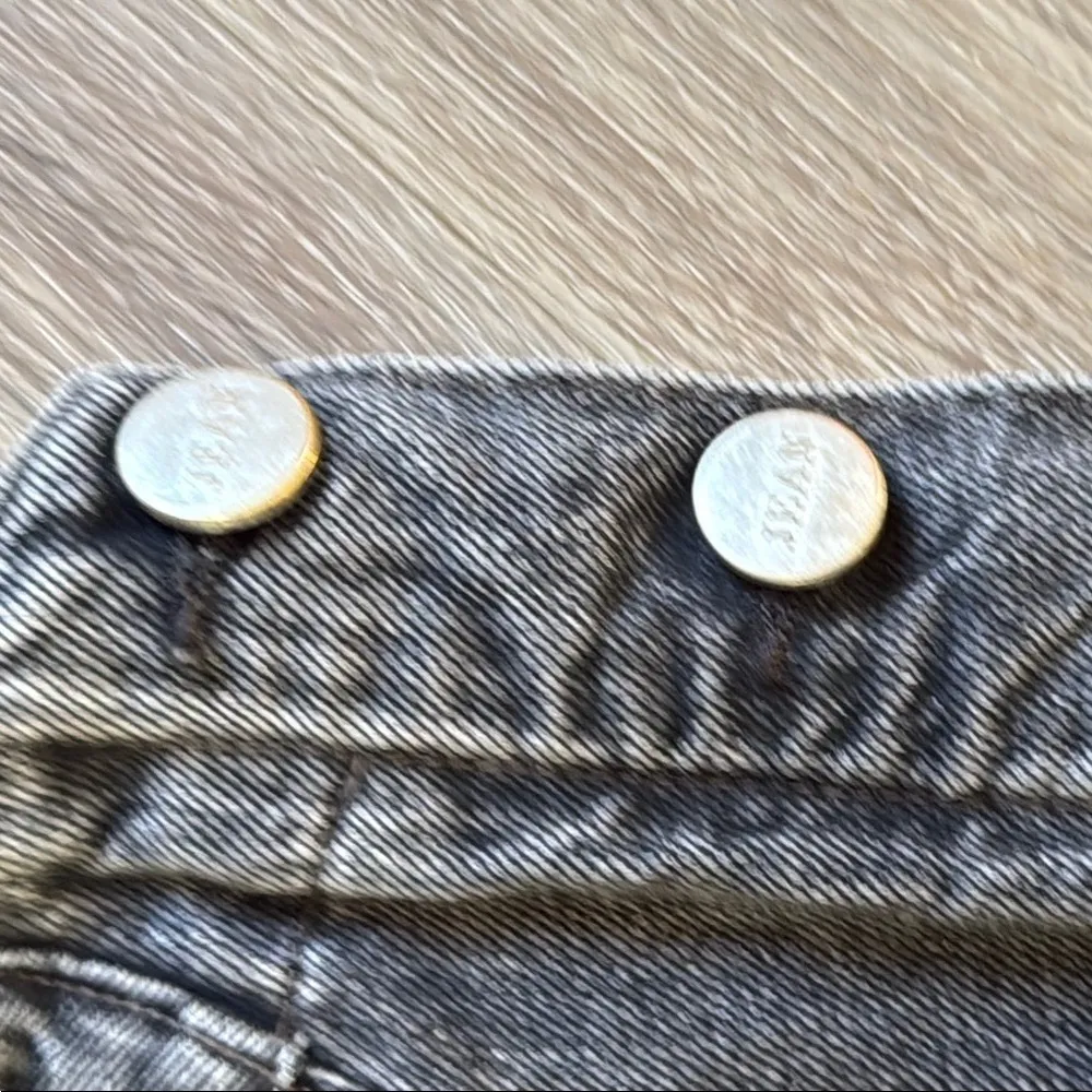 Black Denim Strapless Mini Dress Size 2 Charcoal Button Down Casual - Image 6