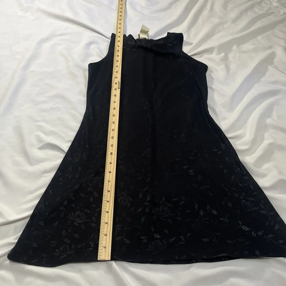 PERFECT Goth My Michelle Black On Black Floral Mini Tank A Line Dress Small - Image 8