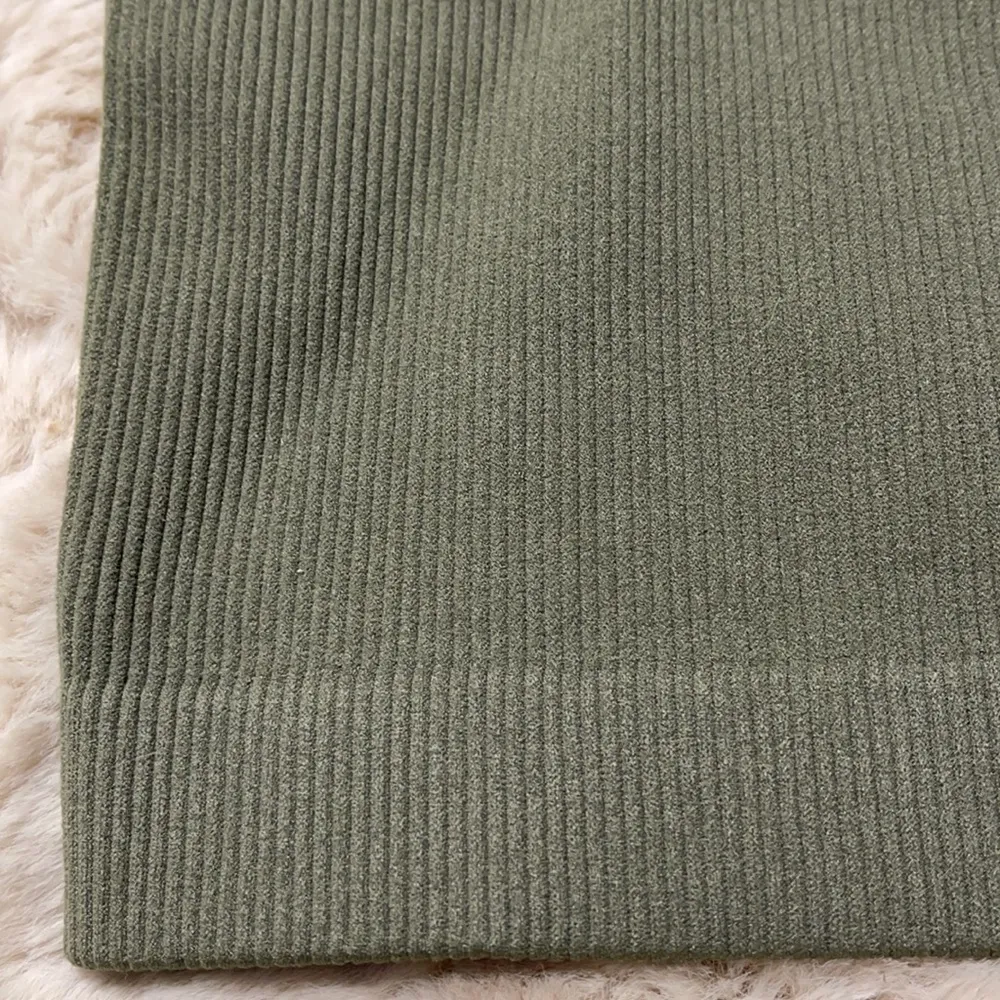 Olive Ribbed Cropped Tank by Zenana Size S/M - Image 3