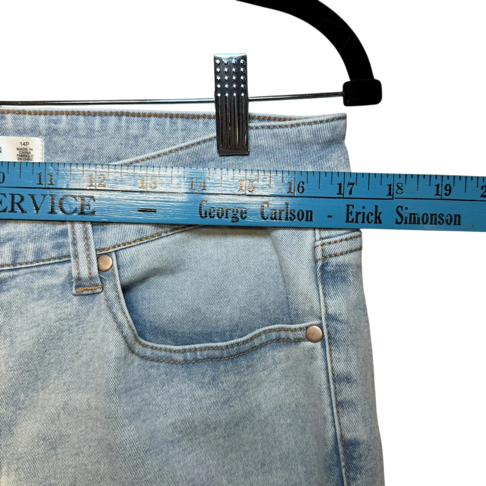 89th & Madison Womens Size 14P Light Wash Flare Jeans High Rise Denim effortless Blue - Image 9