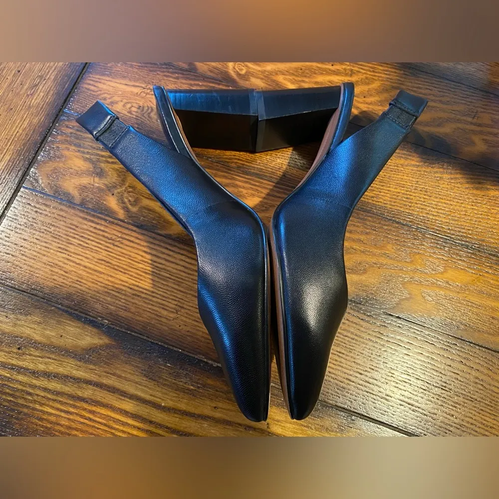Banana Republic Slingback Black Leather Block Heels Sz 8 1/2 - Image 4