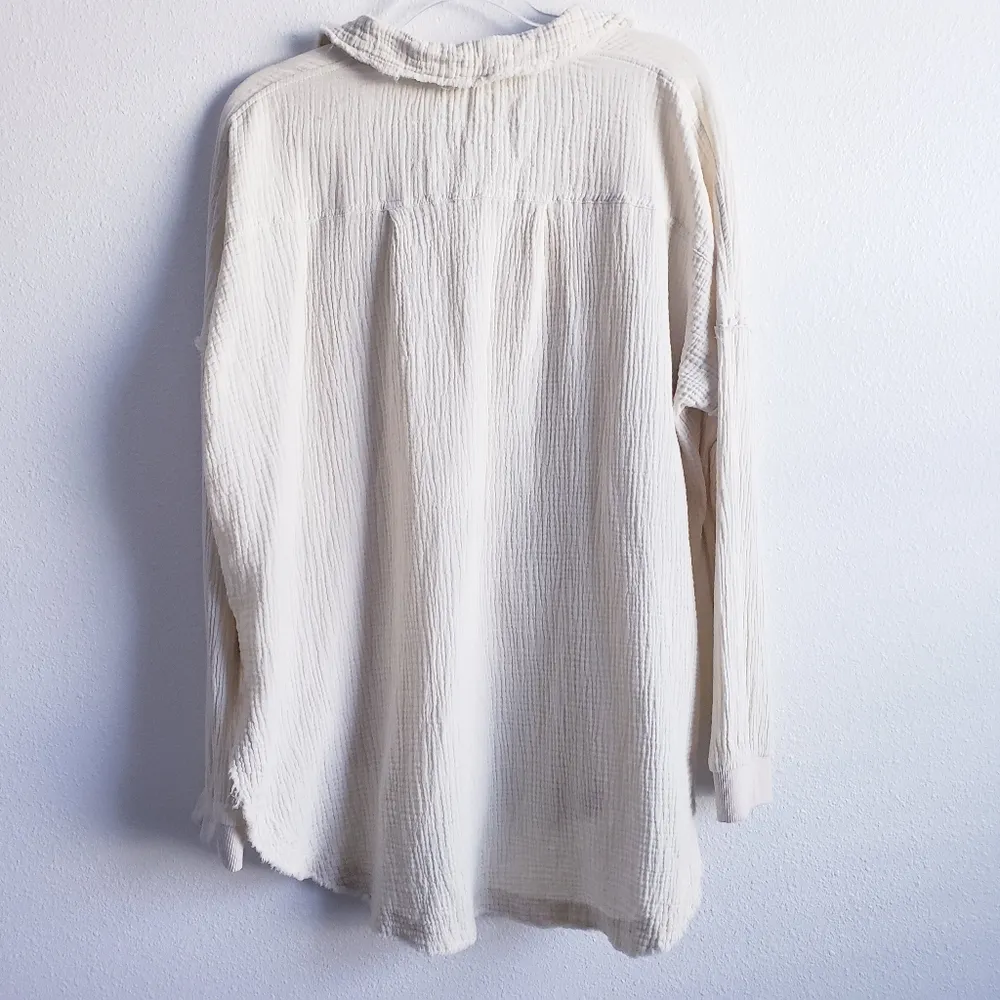 Pink Lily Let Me Adore You Button Down Front Gauze Long Sleeve Blouse - Image 6