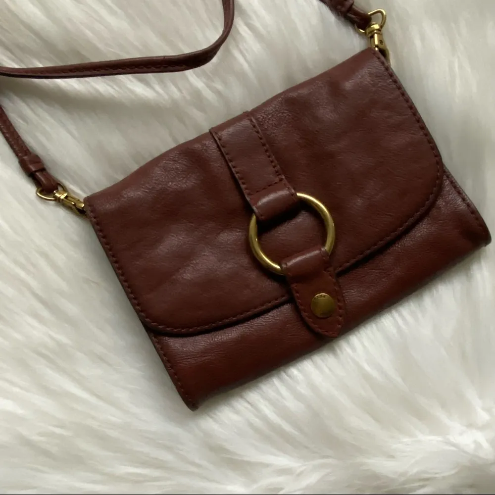 FRYE Ring Crossbody Purse Handbag Brown Leather - Image 2
