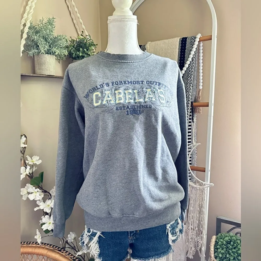 Vintage Y2K Cabela’s Gorpcore Gray Crewneck Logo Sweatshirt - Image 3