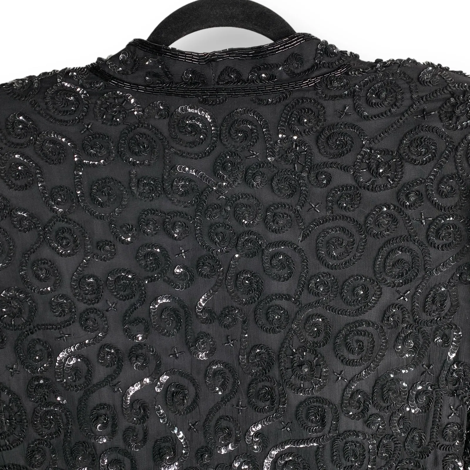 Vintage Scala Silk Beaded Jacket Sequined Evening Blazer Size Small - Image 7