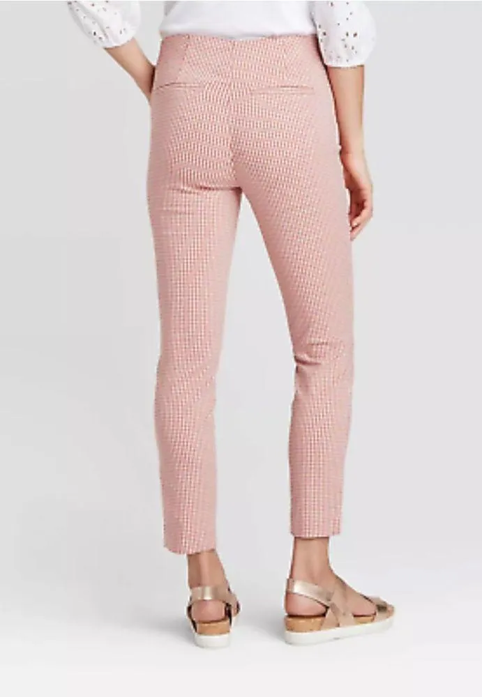 A New Day Peach High Rise Gingham Ankle Pants - Image 2