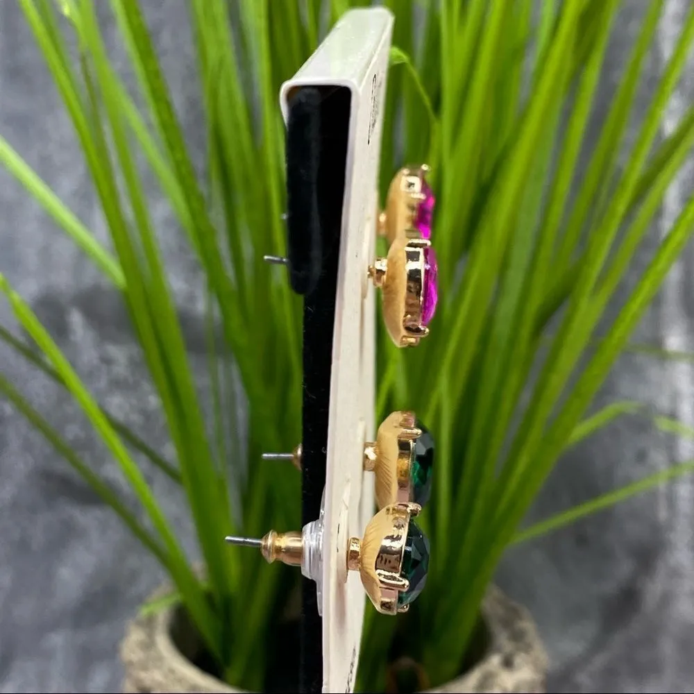 Dillard’s Jewel Tone Rhinestone Stud Earring Set Pink - Image 3