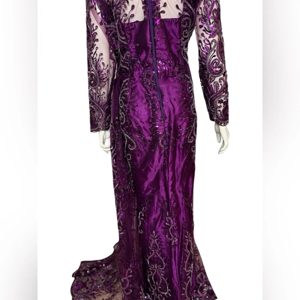 Unbranded Glamorous Elegant Purple Sequined/Jeweled Evening Formal Gown Size XL - Image 11