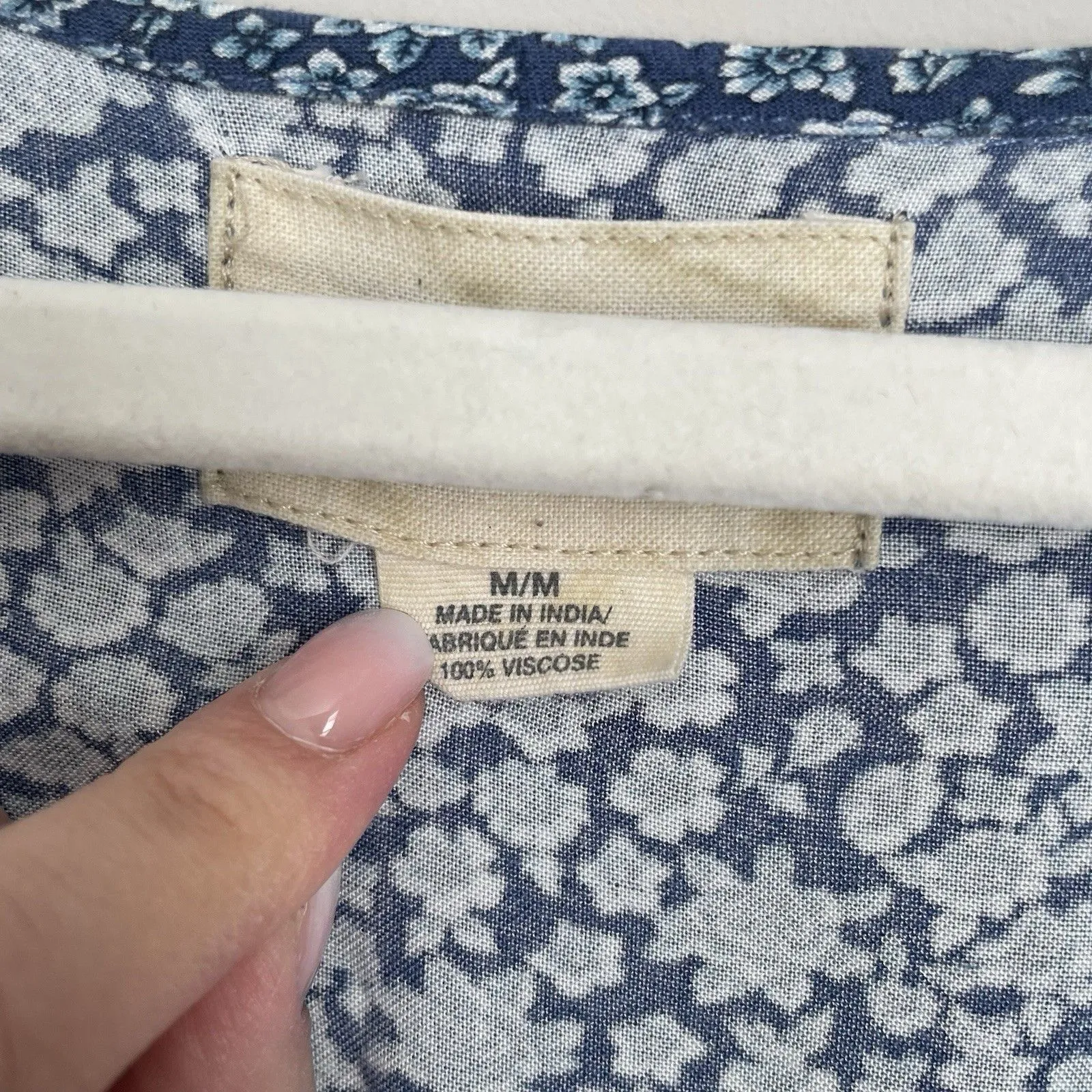 Ralph Lauren Denim Supply Size M Blue Ditsy Floral Print Dress Neck Tie - Image 4