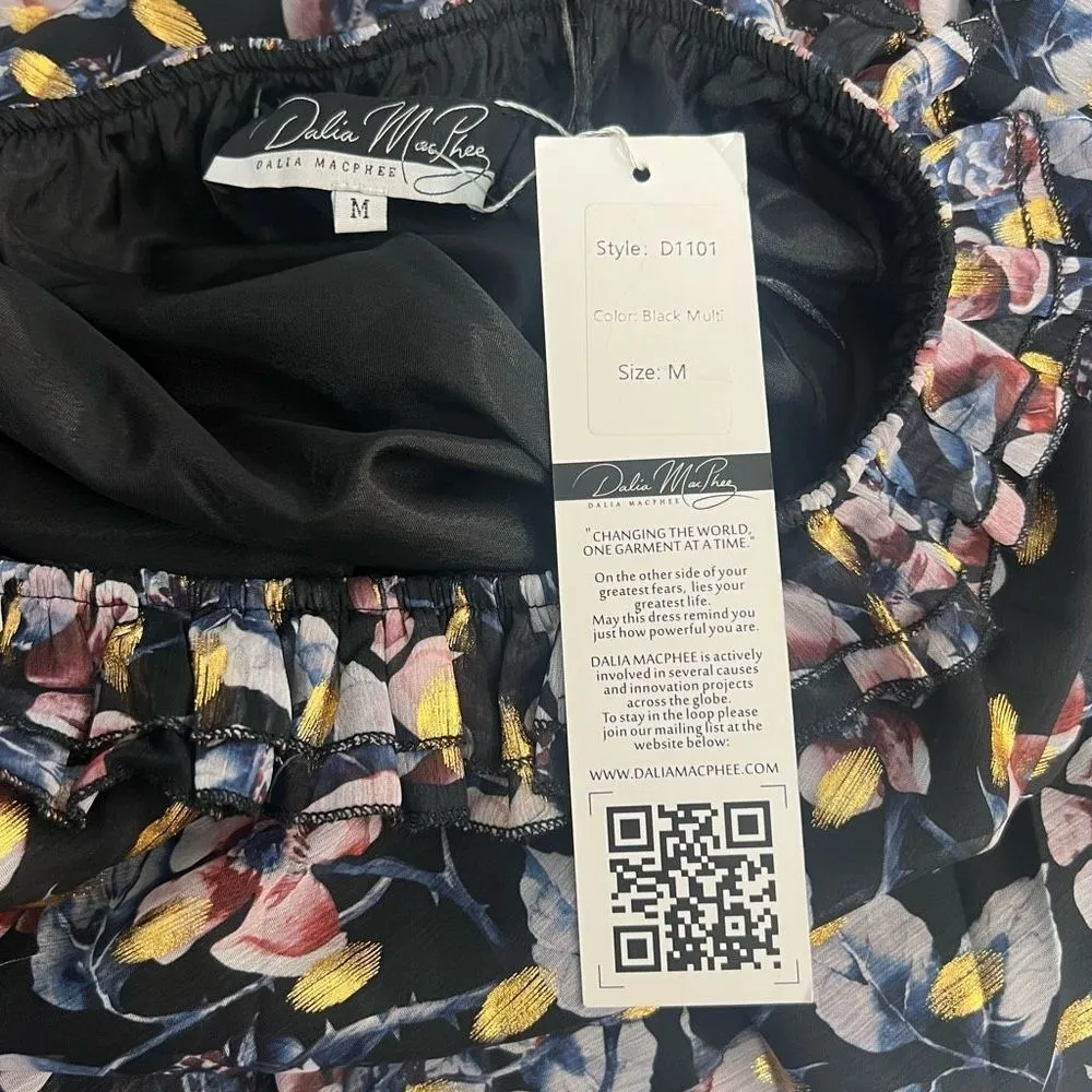 Dalia MacPhee Women's One Shoulder Tie Waist Floral Flowy Dress Multicolor M Size M - Image 10