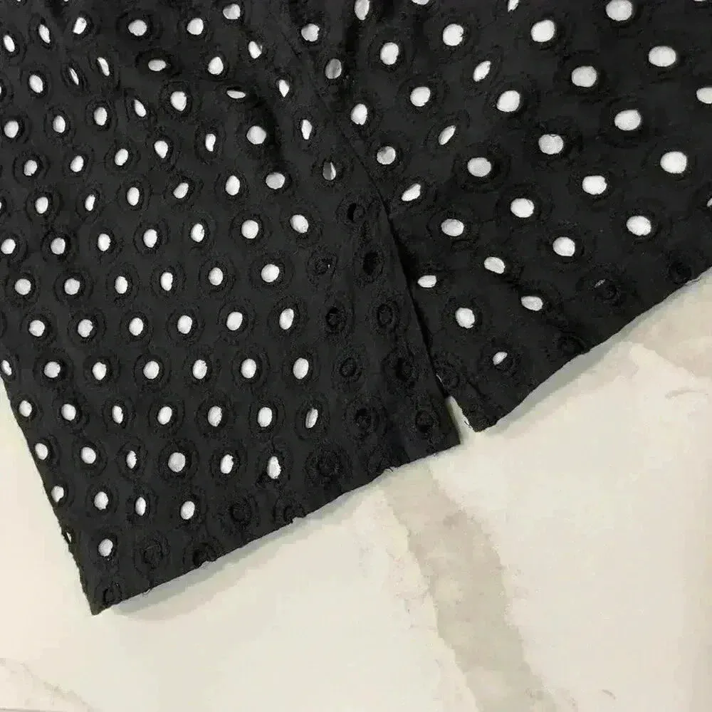 Ann Taylor LOFT Black & Ivory Polka Dot Mini Skirt w/ Pockets Women's 6 Corpcore - Image 5