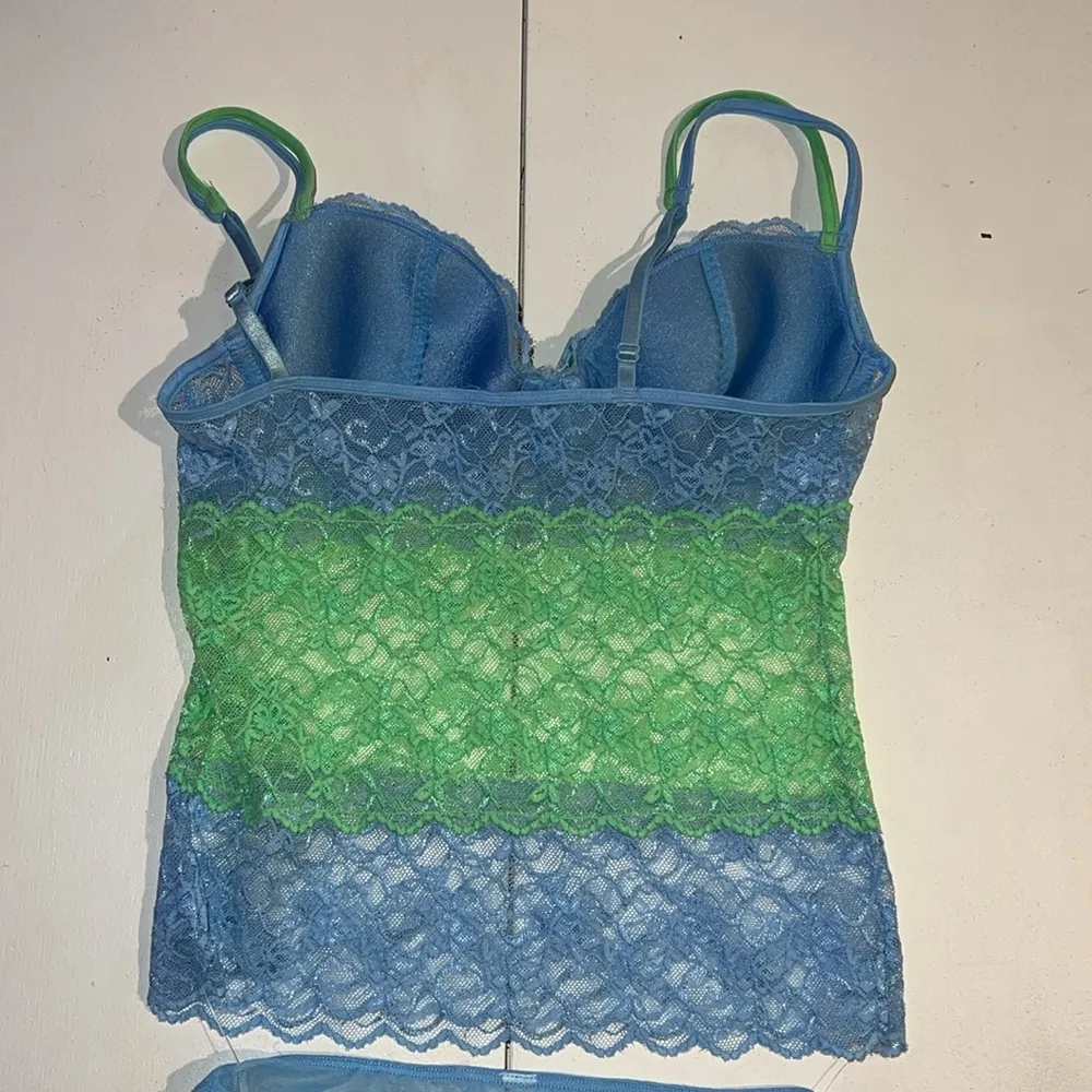 Vintage lace padded bustier Y2K small Green - Image 4