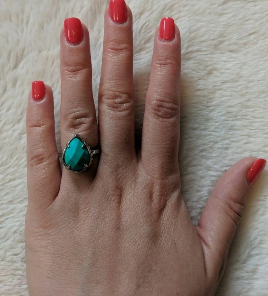 🆕 Kendra Scott Turquoise & Silver Tear Drop Ring - Image 4