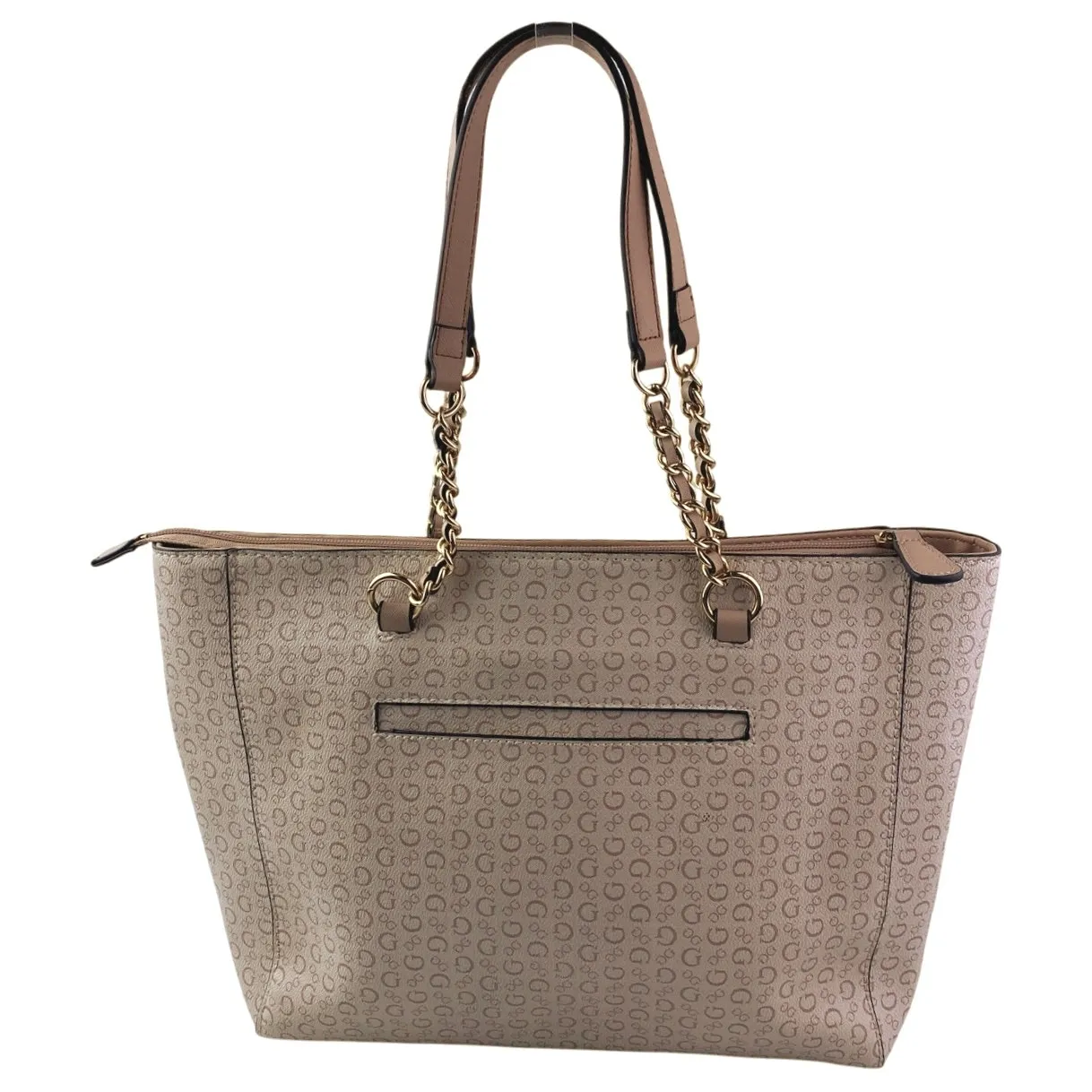 Guess Culkin Women's Beige Logo Monochrome Leather Shoulder Tote Bag Handbag OS - Image 2