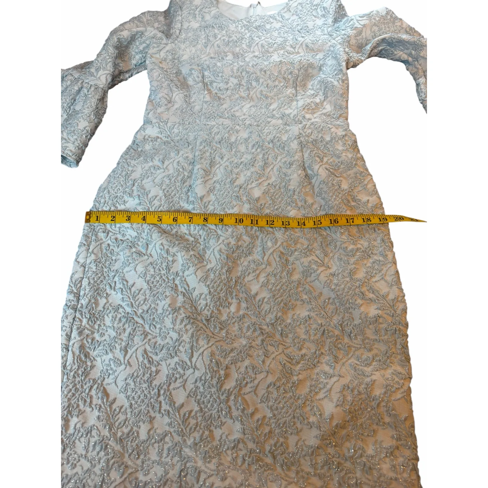 Betsy & Adam Ice Blue and Silver Jacquard Midi Dress - Size 14W - Image 5