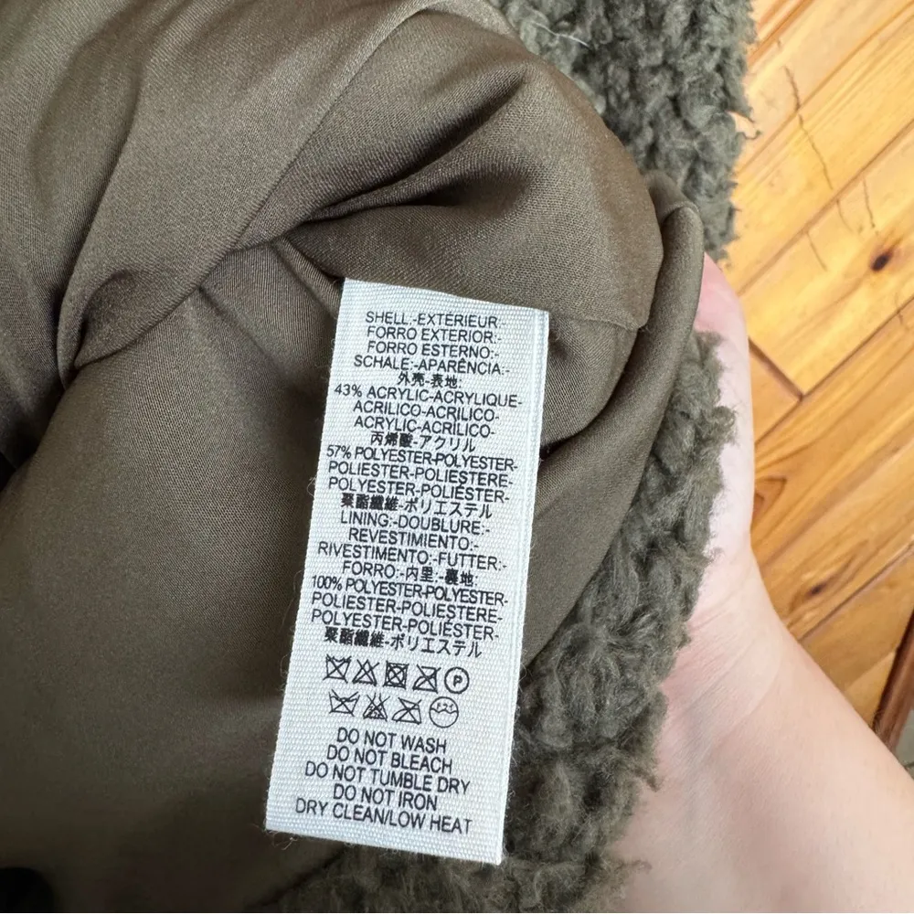 Free People Olive Teddy Jacket Size Small - Image 4