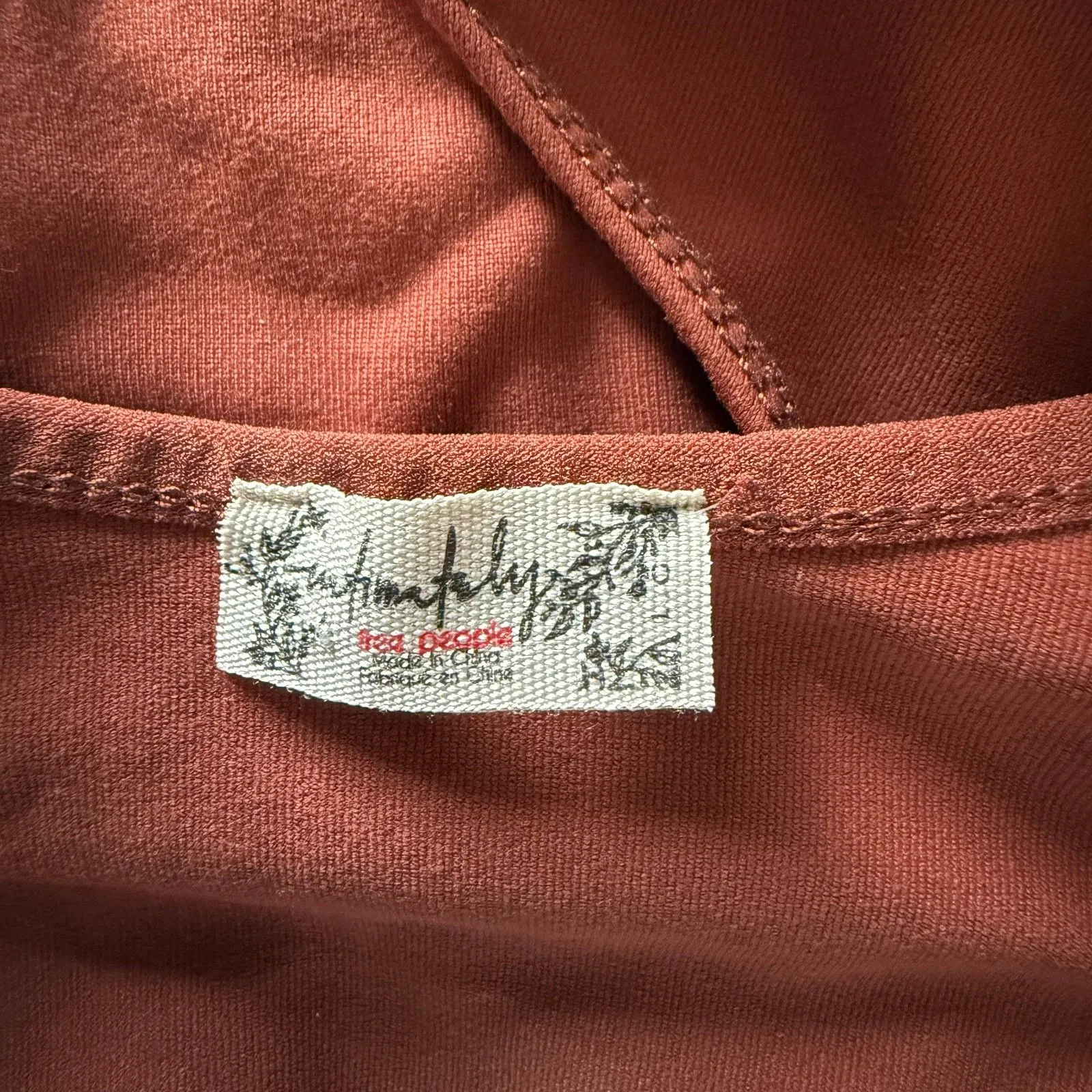 Free People Cappuccino Scoopneck Seamless Stretch Bodysuit Minimalist Layer Sz L - Image 9