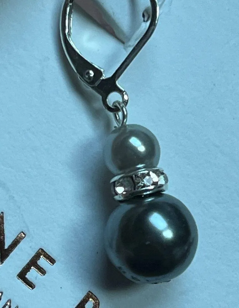 Lane Bryant Faux Pearl With Crystal Gemstones Dangle Earrings - Image 3